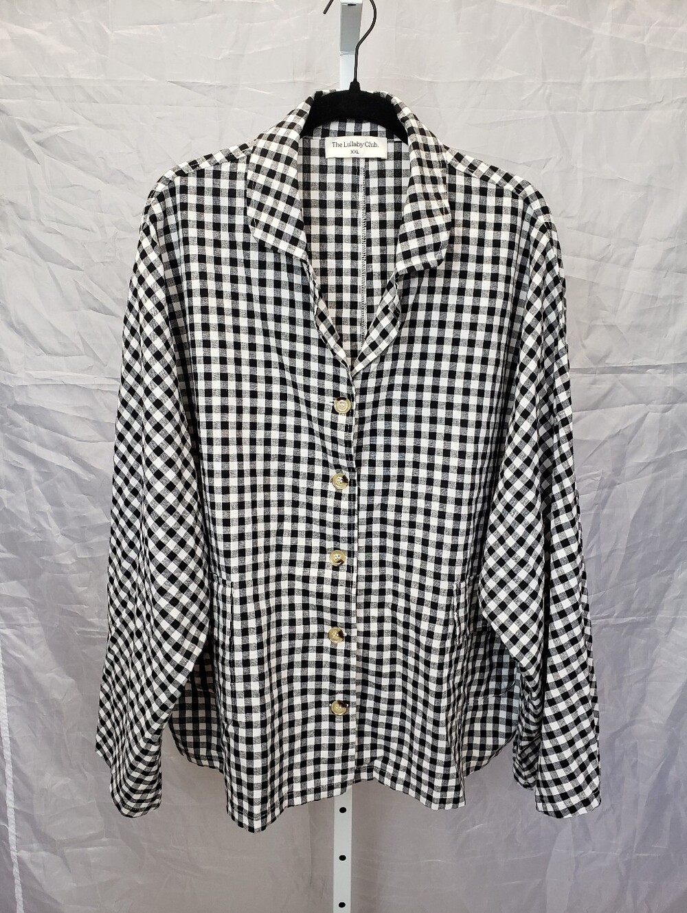 The Lullaby Club Black Gingham Lounge Shirt Size XXL